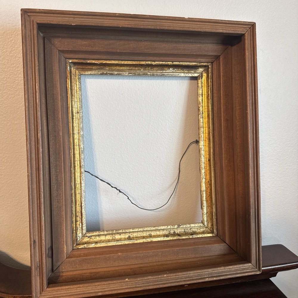 13"x15"/8"x10" Antique Victorian Wooden Gold Gilt Shadow Box Photo Frame